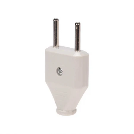 Вилка прямая без з/к 6А плоская белая REXANT 11-8946