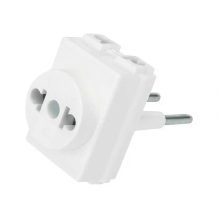 Адаптер сетевой (переходник) с Евро А/F на тонкую вилку С1 "Козья ножка" 10А б/з REXANT 11-1065