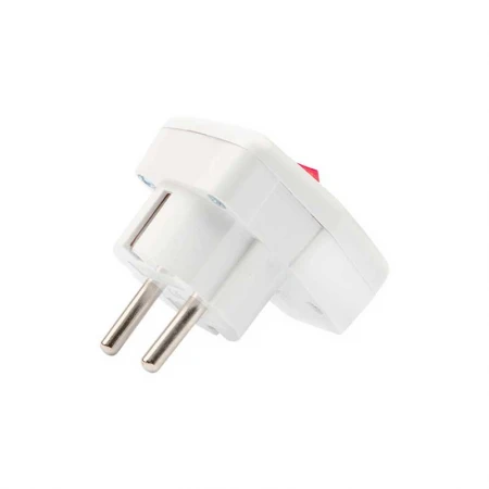 Вилка Евро угловая с з/к 16А белая с кнопкой REXANT 16-0730