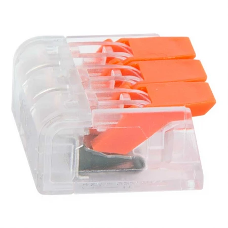 Универсальная компактная клемма СМК 221-413, 3-проводная до 4,0 мм² (пакет 5 шт/уп) REXANT 07-5207