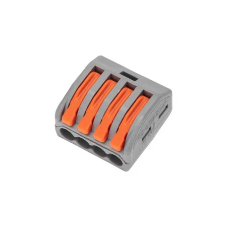 Универсальная клемма СМК 222-414, 4-проводная серая 0,08-2,5/4 мм² (блистер 10 шт/уп) REXANT 07-5254-4-10