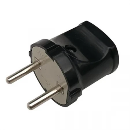 Вилка разборная General GRV-P-6-R-B-IP20, 6А, круглая, б/з, черная, IP20, 1/50/500