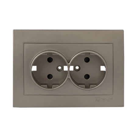 Валенсия лицевая панель розетки 2-местной с/з 16А кашемир с защ. штор. EKF PROxima ESR16-L-128-40