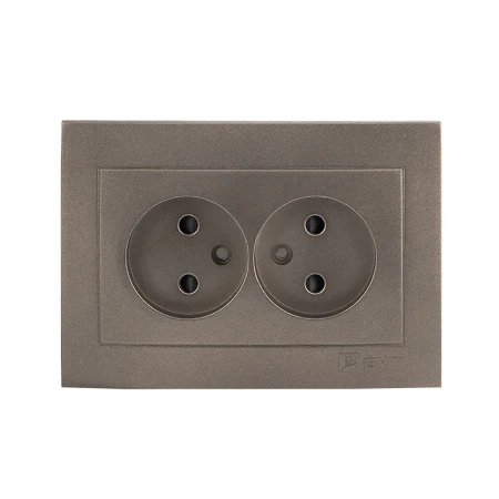 Валенсия лицевая панель розетка 2-местной б/з 10А графит с защ. штор. EKF PROxima ESR10-L-102-60