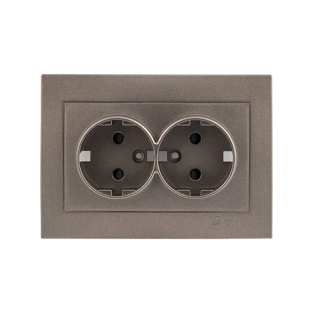 Валенсия лицевая панель розетки 2-местной с/з 16А графит с защ. штор. EKF PROxima ESR16-L-128-60