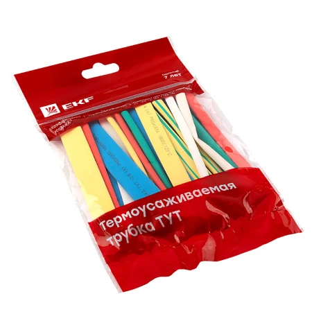 Набор ТУТ нг: 7 цветов по 5шт. Разного диаметра (4/2; 6/3; 8/4; 10/5; 12/6) 100мм. EKF PROxima tut-n-4-r