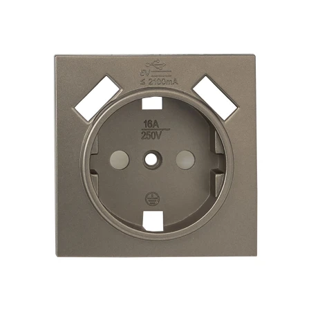 Валенсия лицевая панель розетки 1-местной с/з 16А кашемир с защ. штор. с 2 USB 2,1А EKF PROxima ESR16-L-028-40-2USB