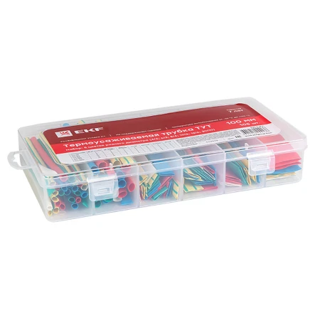 Набор ТУТ нг бокс: 5 цветов разного диаметра (4/2; 6/3; 8/4; 10/5; 12/6; 20/10) 105шт. 100мм. EKF PROxima tut-n-5-r