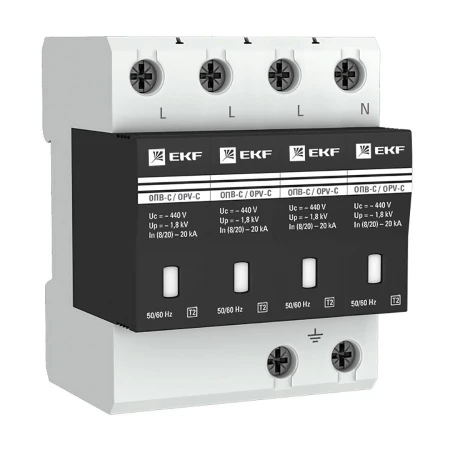 Ограничитель импульсных напряжений ОПВ-C/4P In 20кА 385В с сигн. EKF PROxima opv-c4