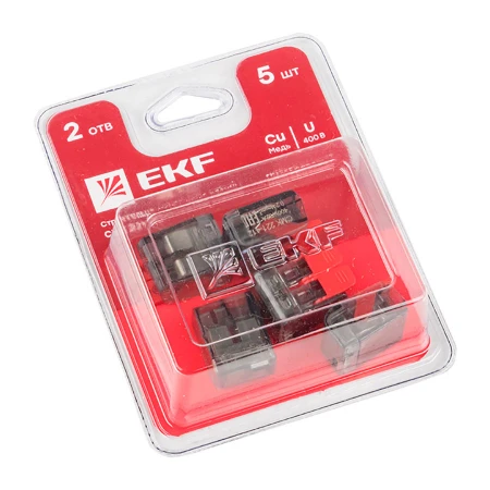 Клемма СМК 221-412 2 отверстия 0.2-4.0 мм2 блистер (5шт.) EKF PROxima plc-smk-221-412b