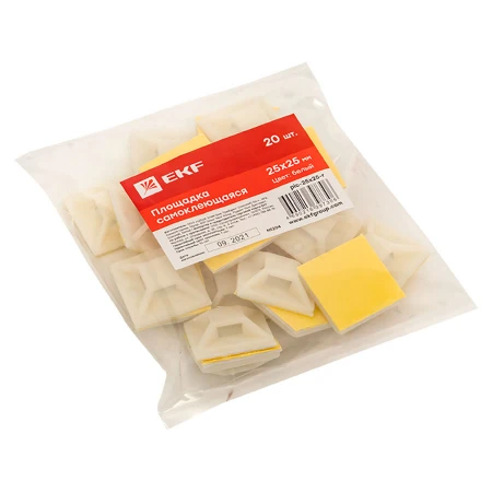 Площадка самоклеящаяся (25х25мм.) белая (20шт.) EKF PROxima plc-25x25-r