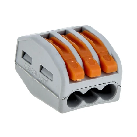 Строительно-монтажная клемма СМК 222-413 с рычагом 3 отверстия 0,08-2,5мм2 (100шт.) EKF PROxima plc-smk-413