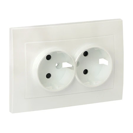 Валенсия лицевая панель розетки 2-местной с/з 16А жемчуг с защ. штор. EKF PROxima ESR16-L-128-50