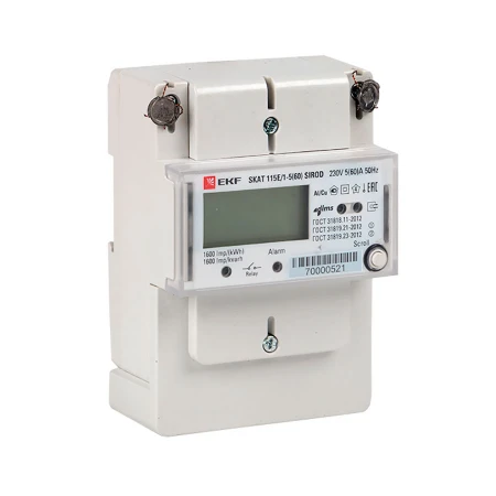 Счетчик электрической энергии однофазный многотарифный SKAT 115E/1-5(60) SIROD (встроенное реле) EKF 2т МСК+0 11502R