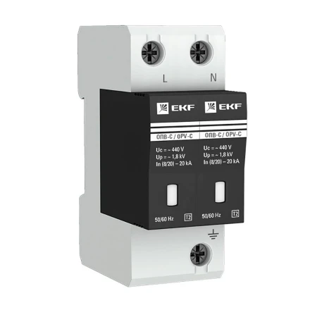 Ограничитель импульсных напряжений ОПВ-C/2P In 20кА 385В с сигн. EKF PROxima opv-c2