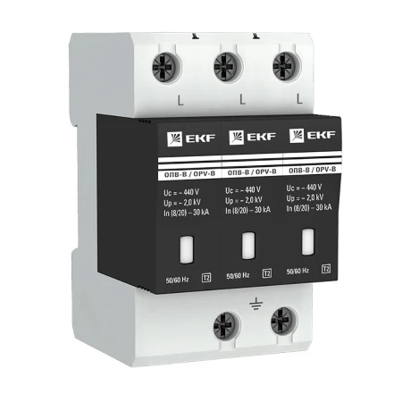 Ограничитель импульсных напряжений ОПВ-B/3P In 30кА 440В с сигн. EKF PROxima opv-b3