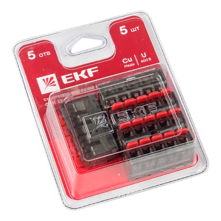 Клемма СМК 221-415 5 отверстий 0.2-4.0 мм2 блистер (5шт.) EKF PROxima plc-smk-221-415b