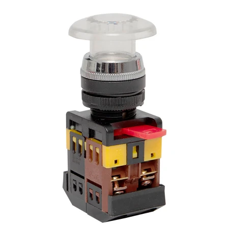 Кнопка AELA-22 белая с подсветкой NO+NC 220В Грибок EKF PROxima pbn-aela-1w-220