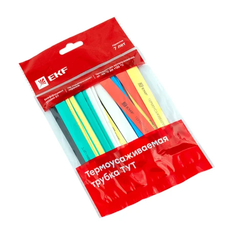 Термоусаживаемая трубка ТУТ нг 8/4 набор:7 цветов по 3шт. 100мм. EKF PROxima tut-n-8