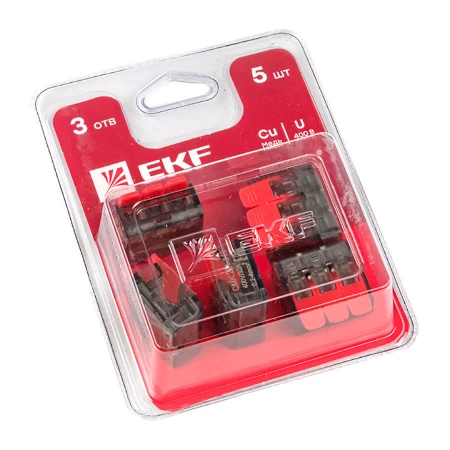 Клемма СМК 221-413 3 отверстия 0.2-4.0 мм2 блистер (5шт.) EKF PROxima plc-smk-221-413b