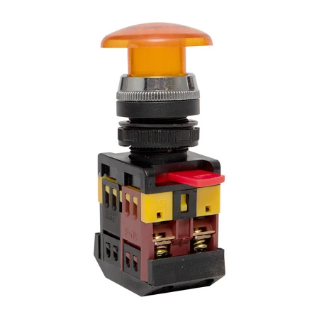 Кнопка AELA-22 желтая с подсветкой NO+NC 220В Грибок EKF PROxima pbn-aela-1o-220