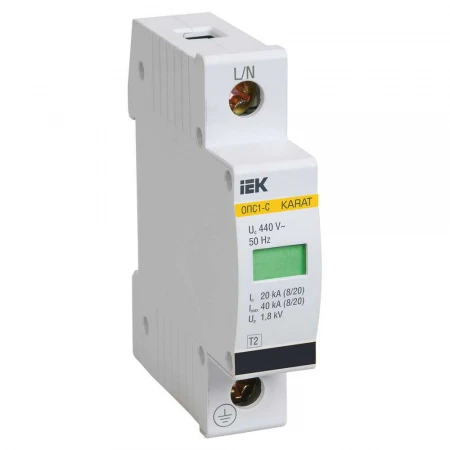 KARAT Ограничитель импульсного перенапряжения ОПС1-C 1P In=20кА Un=400В Im=40кА IEK MOP20-1-C