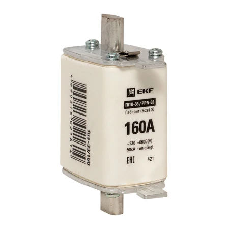 Плавкая вставка ППН-33 160/160А габарит 00 EKF PROxima fus-33/160