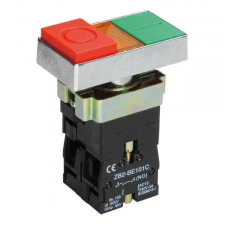 Кнопка управления LAY5-BW8465 "I-O" сдвоенная с подсветкой IEK BBD40-BW-K51