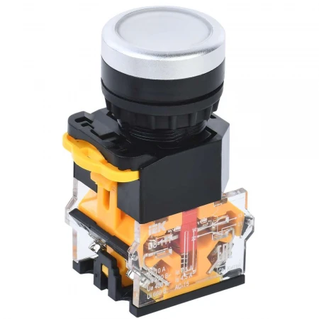 Кнопка управления D8-11T d=22мм 1з+1р с фиксацией белая IEK BBT30-11T-3-21-K01