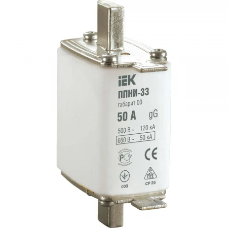 Плавкая вставка предохранителя ППНИ-33, габарит 0, 63А IEK DPP20-063