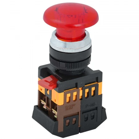 Кнопка управления AELA-22 "Грибок" d=22мм 1з+1р неон/240В красная IEK BBG20-AELA-K04