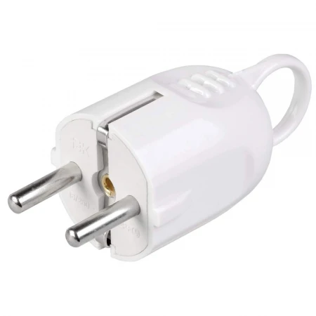 Вилка разборная угловая ВПу12-01-Ст с заземляющим контактом с кольцом 16А белая IEK EVP12-16-01-K01