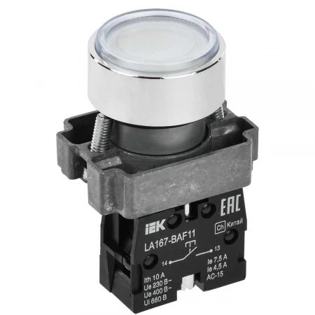 Кнопка управления LA167-BAF11 d=22мм 1з белая IEK BBT20-BAF11-1-22-67-K01