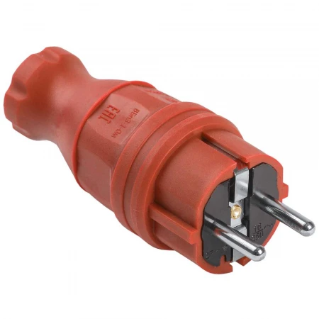 Вилка прямая ВБп3-1-0м IP44 ОМЕГА каучук красная IEK PKR01-016-2-K04