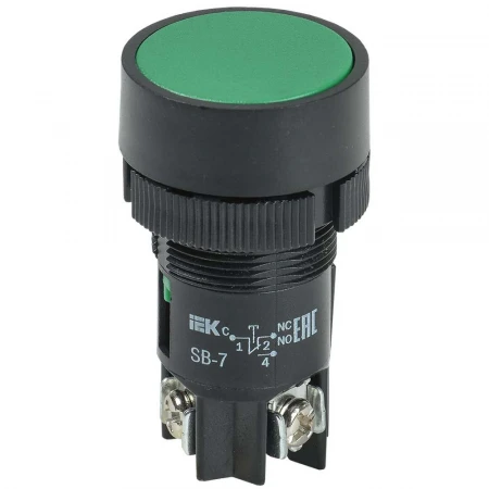 Кнопка SВ-7 "Пуск" зеленая 1з+1р d=22мм/240В IEK BBT40-SB7-K06