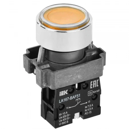 Кнопка управления LA167-BAF51 d=22мм 1з желтая IEK BBT20-BAF51-1-22-67-K05