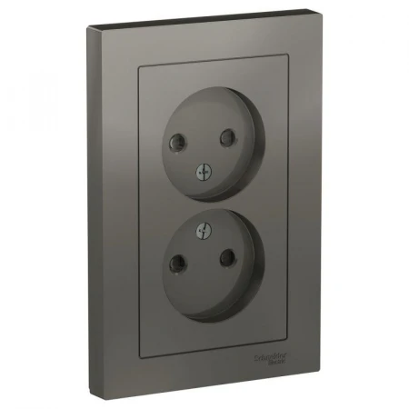 Розетка двойная 2К Systeme Electric AtlasDesign 16A 250V со шторками сталь ATN000922