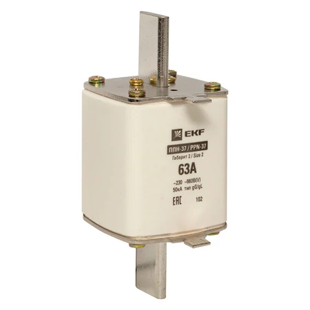 Плавкая вставка ППН-37 400/63А габарит 2 EKF PROxima fus-37/400/63