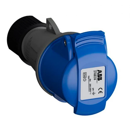 Розетка кабельная Easy&Safe 216EC6,16А,2P+E,IP44,6ч 2CMA102003R1000