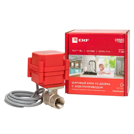 AquaExpert 220V Шаровой кран с электроприводом 1/2 дюйма EKF PROxima AquaExpert-valve-1/2
