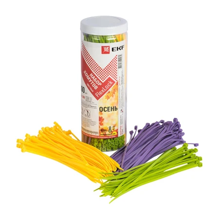 Набор хомутов цветных "Осень" (300 шт.): 3,6х200 FlexLock PROxima plc-fl-set-au