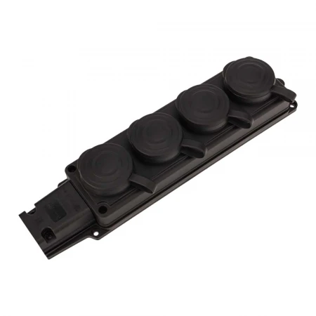 Колодка каучуковая 4 гнезда с крышкой черная, с/з, 16А, IP44, PROconnect 111-114-4