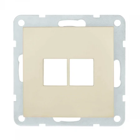 Накладка с суппортом розетки компьютерной и телефонной на 2 входа LK Studio (бежевый матовый) БЕЗ механизма LK80, 846202-0