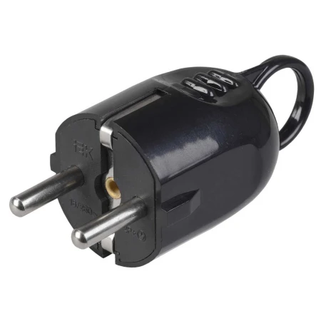 Вилка разборная угловая ВПу12-02-Ст с заземляющим контактом с кольцом 16А черная IEK EVP12-16-01-K02