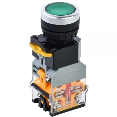 Кнопка управления D8-11D d=22мм 1з+1р с подсветкой зеленая IEK BBT30-11D-3-12-K06