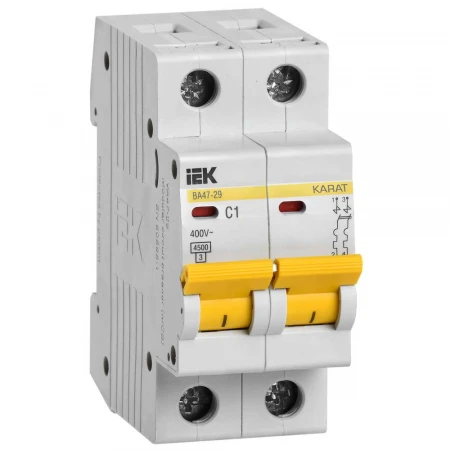 KARAT Автоматический выключатель ВА47-29 2P C 1А 4,5кА IEK MVA20-2-001-C