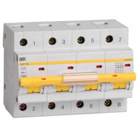 KARAT Автоматический выключатель ВА47-100 4P C 20А 10кА IEK MVA40-4-020-C
