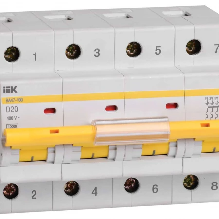 KARAT Автоматический выключатель ВА47-100 4P D 20А 10кА IEK MVA40-4-020-D