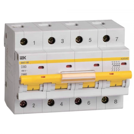 KARAT Автоматический выключатель ВА47-100 4P D 80А 10кА IEK MVA40-4-080-D