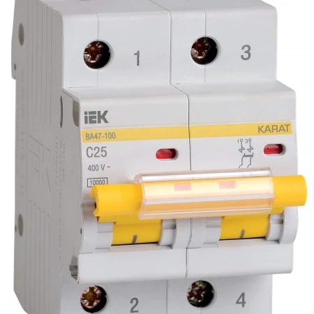 KARAT Автоматический выключатель ВА47-100 2P C 25А 10кА IEK MVA40-2-025-C